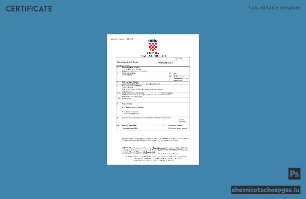 Kroatisches Personenstandsregister: Sterbeurkunde (Word- und PDF-Beispiel)